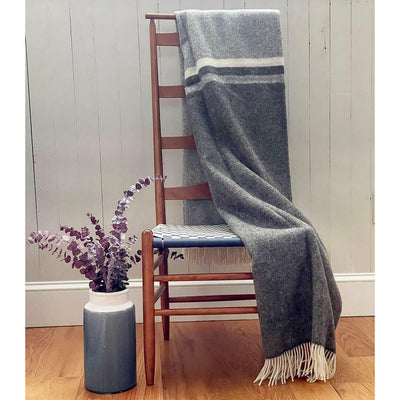 Wild Oats Interiors Grey Gray 100% Wool Throw Blanket