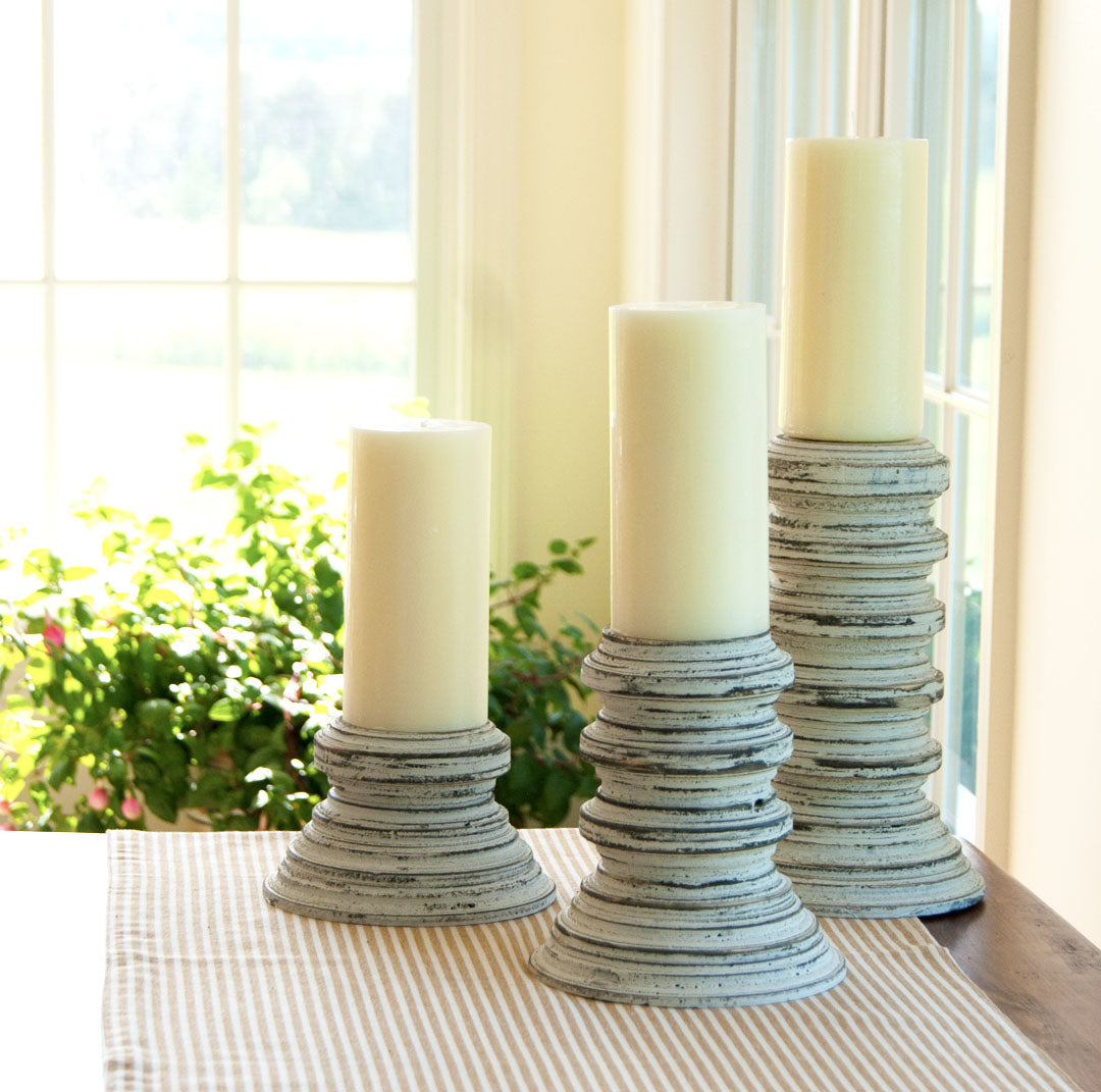Wild Oats Home Decor Farmhouse Country Cottage Pillar Candle Holders